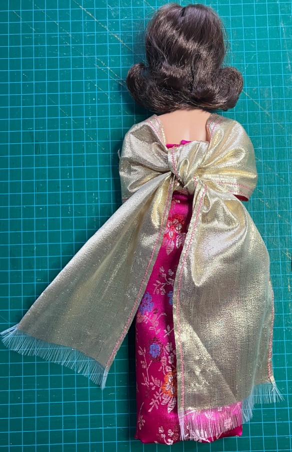 McCalls 6260 gown with stole made by Deborah Cooke